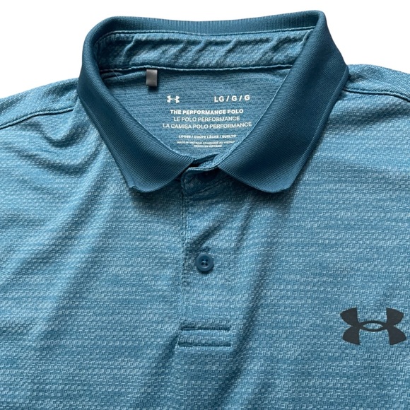 Under Armour The Performance Polo Shirt Mens L Short Sleeve Golf Stretch Green - Picture 2 of 6